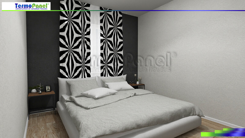 3D-визуализация интерьера проекта дома из СИП-панелей спальня